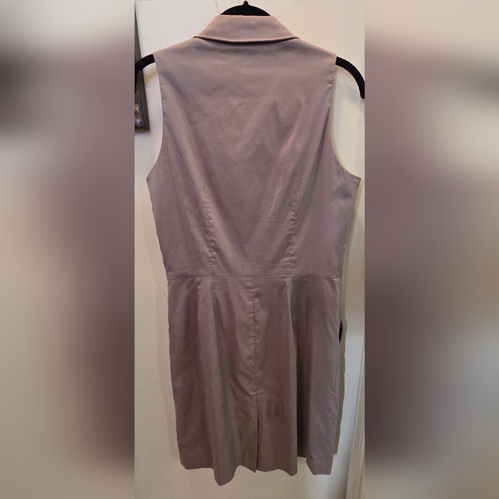 Ann Taylor Khaki Sleeveless Fully Lined Midi Dress 6 - Picture 7 of 8